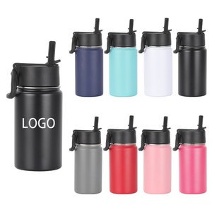 12oz Custom Logo 304 Stainless Steel Sports Water Bottle <b>with</b> <b>Straw</b> Lid & Handle - Product Image 1