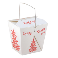 Emballage en carton blanc jetable imprimé personnalisé pour les aliments à emporter boîte de papier d'emballage de nouilles chinoises de riz avec poignée