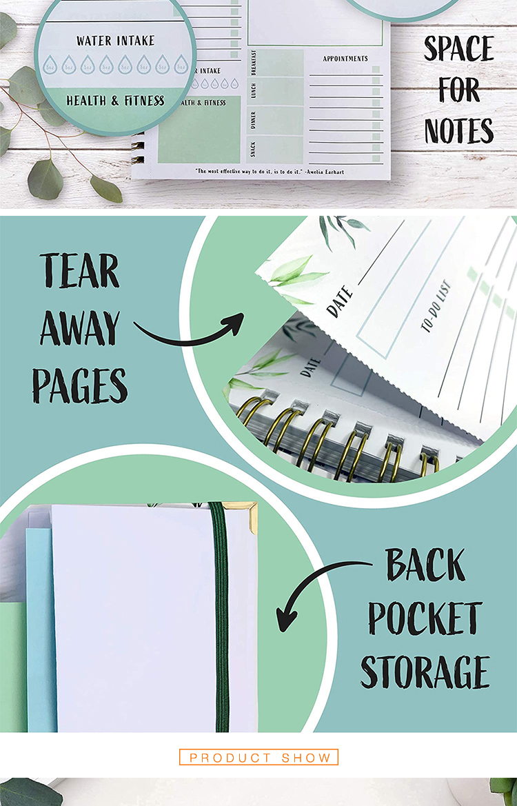 Custom Logo Spiral Undated To Do List Goal Daily Diary Journal Planner Book Agenda Notebook