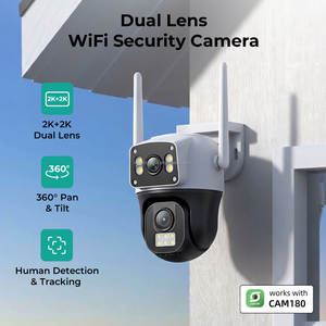 กล้องวงจรปิด PTZ WiFi 2K สำหรับภายนอกอาคาร พร้อมเลนส์คู่ ติดตามบุคคล เสียงสองทาง และระบบแจ้งเตือนการเคลื่อนไหวอัจฉริยะ - Product Image 1