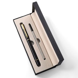 Silver Black White Custom Logo Luxury 0.5 Engraving Sign Ballpoint <b>Pens</b> Stationery for Office <b>Box</b> Gift Set - Product Image 1
