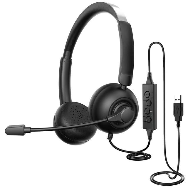 Private Mould High Quality 4 Mics ENC ANC Noise Cancelling USB On-Ear Protein Leather Call Center Headset Computer Headphone Mic
