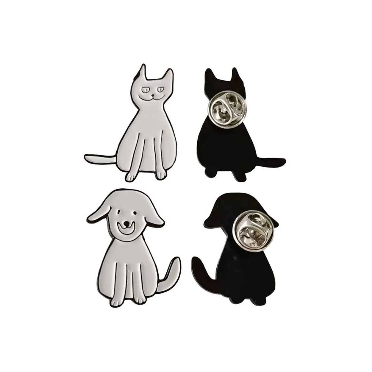 Metal design personalizado esmalte macio animais dos desenhos animados broche lapela pino bonito cão gato saco crachá com cartões de apoio