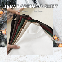 T-shirt en coton doux et fibre de bambou Teewe, 220 g/m², tricot uni, style vintage, logo gaufré sur le devant, col simple, couleur unie, pour homme, vente en gros