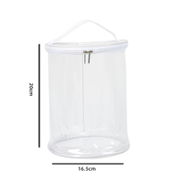 Sac cylindrique transparent en PVC avec logo personnalisé, pour maquillage, cosmétiques, emballage, organiseur de voyage, fermeture éclair