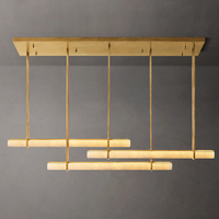 Lustre linéaire triple barre en albâtre, luminaire suspendu LED long et moderne pour îlot de cuisine et salle à manger