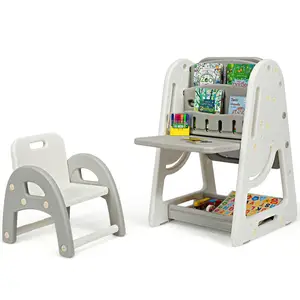 热易组装家庭学校幼儿家具塑料儿童桌架套装儿童绘画绘图板儿童