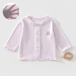 Veste cardigan pour bébé, manches trois quarts, haut respirant unisexe pour nourrissons - Product Image 1