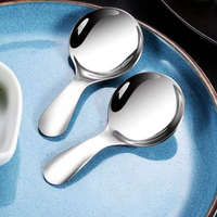 Spiegelpolijst roestvrijstalen ronde lepel met kort handvat voor soep, dessert, rijst, thuis, restaurant.