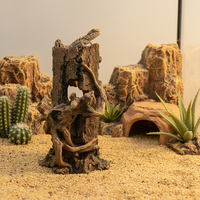 Ornement d'aquarium en résine, racines de bois, forme de coffre, grotte creuse pour poissons, lézards, reptiles, décoration de réservoir