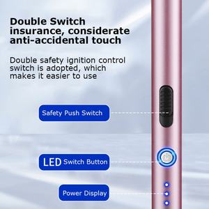 Allume-gaz rechargeable éco-responsable haute technologie sans flamme, coupe-vent, à double arc, avec indicateur lumineux LED - Product Image 4