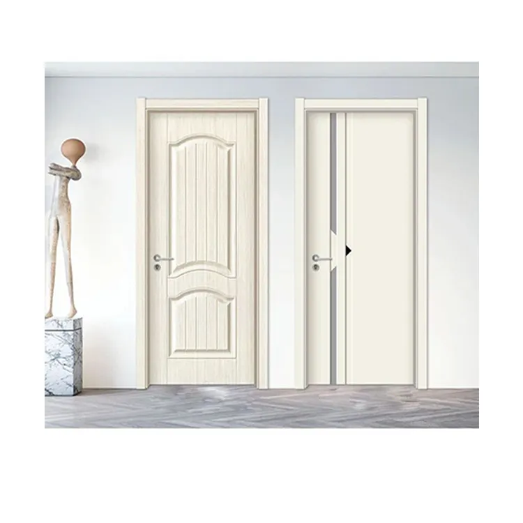 Pabrik putih terukir kayu padat kedap suara pintu pendek komposit plastik ULT pintu Interior MDF HDF perumahan pintu kamar mandi