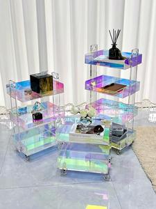 पहियों पर बहुफ़ंक्शन भंडारण कार्ट, 2-टियर/3-टियर/4-स्तरीय विकल्पों के साथ ऐक्रेलिक यूटिलिटी रोलिंग कार्ट - Product Image 2