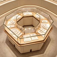Vitrine à bijoux en verre pour comptoir, éclairage LED, support d'affichage en acier inoxydable pour les centres commerciaux de luxe, les magasins de détail, respectueux de l'environnement