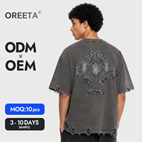 T-shirt Homme Long et Oversize en Tricot Lourd 600 g/m² de Haute Qualité, Effet Délavé Vintage, Broderie 3D Personnalisée