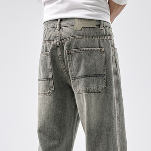 <span class=keywords><strong>กางเกง</strong></span>ยีนส์สีเทายืดได้สำหรับผู้ชาย<span class=keywords><strong>กางเกง</strong></span>ยีนส์ทรงหลวมสำหรับผู้ชายดีไซน์เรียบง่าย - Product Image 6