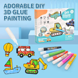 Inspire Creativity Diy Painting Kitウィンドウアートセット手で着色交通アルバム3D接着剤描画おもちゃ子供用 - Product Image 2