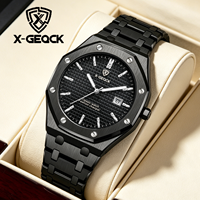 Reloj de Cuarzo para Hombre, de Lujo, para Negocios, de Alta Calidad, con Correa de Acero Inoxidable, Resistente al Agua, con Calendario, Luz Nocturna y Esfera de Rejilla