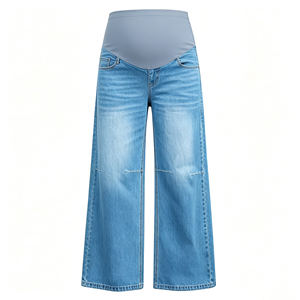 Jeans de maternité modernes pour femmes, coupe large, extensibles, en denim, style décontracté pour tous les jours - Product Image 3