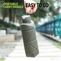 Bouteille d'eau de sport portable de grande capacité pour l'extérieur, en silicone de qualité alimentaire, tasse pliable pour le cyclisme et la randonnée, tasse de poche