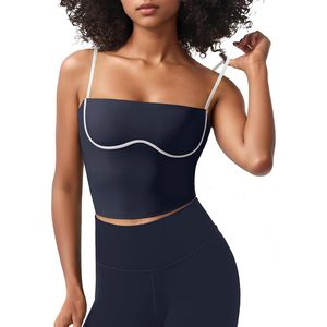 Soutien-gorge de sport pour femme, coupe longue, col carré, bretelles réglables, rembourré, coussinets amovibles, respirant, haut de fitness - Product Image 2