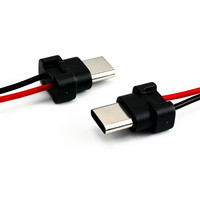 Connecteur d'alimentation USB-C pré-soudé LN-026 avec boucle de fixation, câble 2 conducteurs rouge et noir pour projets de charge DIY