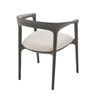 Fauteuil de salle à manger BST moderne en bois foncé avec dossier courbé monobloc et assise rembourrée beige pour hôtel