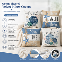 Housse de coussin décorative pour canapé et chambre à coucher, taille personnalisée, style côtier, en velours
