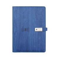 En gros personnalisé A5 bleu PU cahier en cuir avec arbre Texture agenda à feuilles mobiles pour personnel et banque de puissance U disque utilisation pour les cadeaux