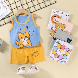 Ensemble de vêtements pour bébé en coton doux, mode été, <span class=keywords><strong>bonne</strong></span> qualité, ensemble 2 pièces sans manches, vêtements d'été unisexes pour bébé - Product Image 1