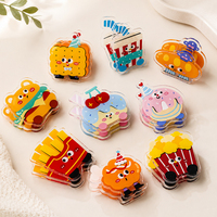 Clips personnalisés en acrylique et PP pour agenda, reliure de papier, motif alimentaire de dessin animé, imprimé UV, gravé au laser, transparent, décoratif, vente en gros