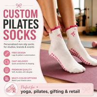 Chaussettes de Pilates personnalisées à volants pour femmes, chaussettes de yoga antidérapantes en silicone, chaussettes en coton tricotées antidérapantes pour femmes, pour le barre et le yoga en intérieur