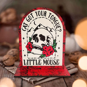 Décoration d'ambiance créative pour la fête de la Saint-Valentin - Crâne en bois avec une rose, panneau de bibliothèque pour l'affichage sur table - Product Image 2