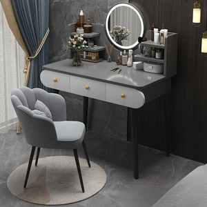 <span class=keywords><strong>Tocador</strong></span> Moderno Italiano Simple y Duradero de Acero Inoxidable para <span class=keywords><strong>Niñas</strong></span> con Espejo Iluminado y Almacenamiento, Mesa de Maquillaje para Dormitorio Pequeño - Product Image 1