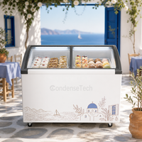 Congélateur à glace commercial 720L avec porte vitrée incurvée, refroidissement direct, congélateur coffre à congélation profonde pour restaurant