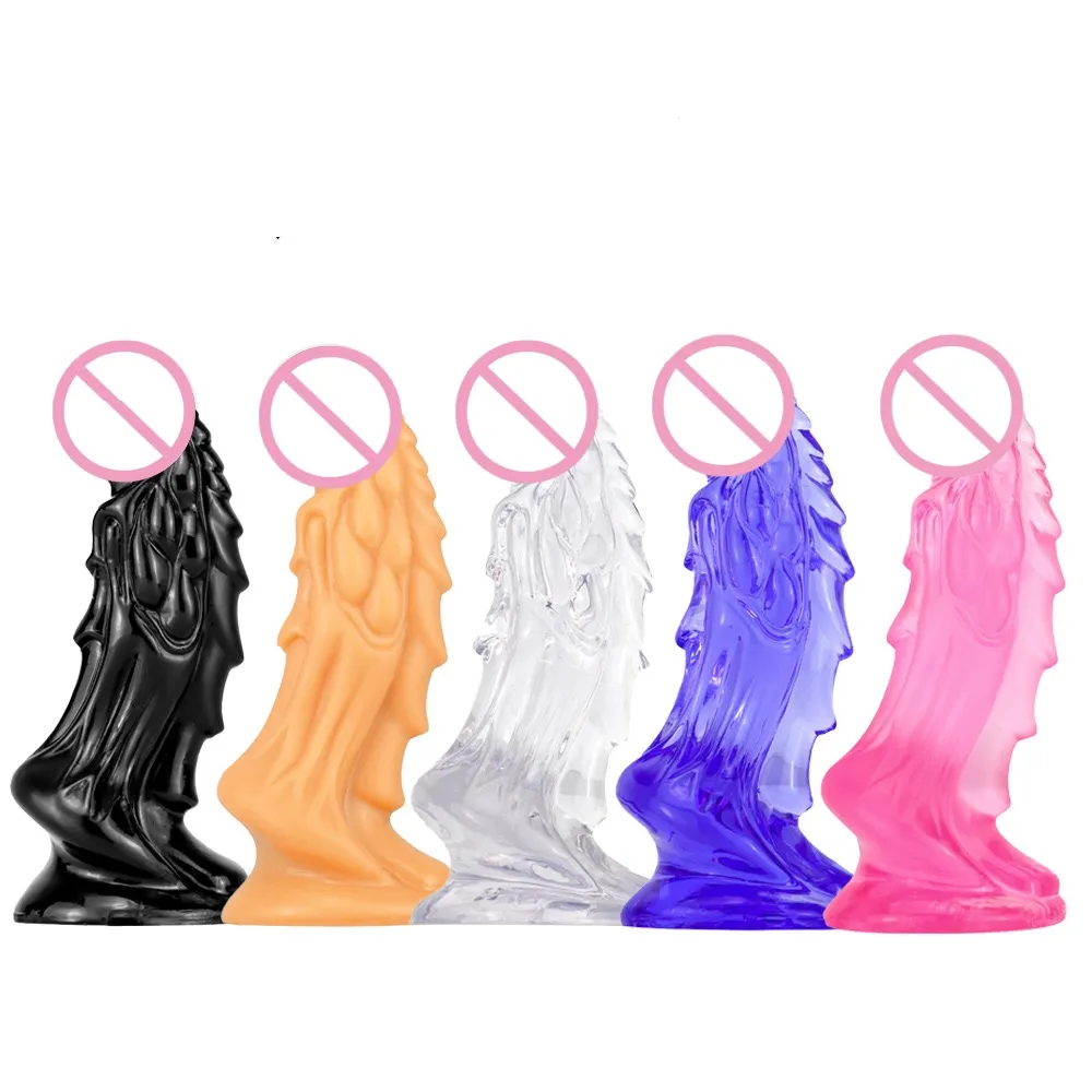 สีสัน TPE ขนาดใหญ่สัตว์มอนสเตอร์ Dildo สําหรับผู้หญิงขนาดใหญ่สมจริงหมกมุ่นเพศของเล่นสําหรับผู้ใหญ่