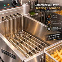 Élément chauffant pour friteuse électrique commerciale 9KW 220V SS304, chauffage tubulaire à immersion pour friteuse de restaurant