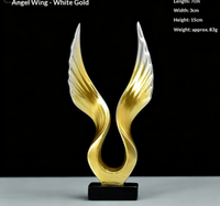 Décoration Moderne pour la Maison : Figurine Ailes d'Ange et Ailes d'Aigle en Résine Dorée pour Salon, Bureau et Intérieur
