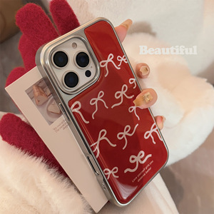 <span class=keywords><strong>Coque</strong></span> de téléphone en TPU souple rétro <span class=keywords><strong>bordeaux</strong></span> pour iPhone 16, pour Apple 13, nœud rouge, 14, électroplaqué, colle, poignée de téléphone pour mobile, 13, nœud rouge - Product Image 1