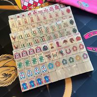 Ubin Mahjong Amerika Buatan Khusus Tahun Kuda Warna Mutiara Krim Dapat Dilipat 160 Buah Ubin Mahjong Akrilik Ramah Lingkungan Portabel