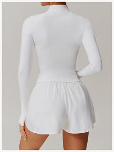 Custom Full Zipper Jacket Women Long Sleeve Slim Fit Yoga <b>Coat</b> With Pocket Gym Workout Breathable Sports Top Activewear - Product Image 3