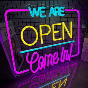 ป้ายไฟนีออน LED 3 มิติ พร้อมหม้อแปลงไฟ สำหรับร้านค้า ใช้พลังงานจาก USB ตกแต่งผนัง ไฟ RGB หลายสี ปรับแต่งได้ ป้ายไฟนีออนแบบเปิด - Product Image 1