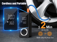 Gonfleur de pneus numérique à double alimentation filaire/sans fil, moniteur de pression, 12V 150psi, capacité de la batterie 6000mAh, lumière LED, banque d'alimentation, CE