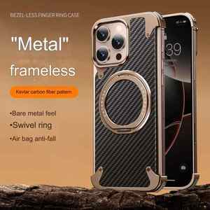 Coque Chaleureuse en Alliage d'Aluminium et Fibre de Carbone pour <span class=keywords><strong>iPhone</strong></span> 16 Pro Max Avec Support Anneau Magnétique Invisible à 360° pour <span class=keywords><strong>iPhone</strong></span> 17 Pro - Product Image 2