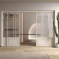 Porte coulissante triple très étroite de style rétro français, moderne, pour cuisine, balcon, séparation de pièce, fabricants de portes coulissantes pour salon