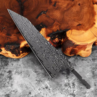 Lame de couteau de cuisine en acier Damas à haute teneur en carbone, 67 couches, avec lame Nakiri thermolaquée noire, compatible avec logo OEM personnalisé