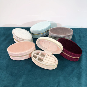 Vente directe d'usine, boîte de rangement à bijoux ovale, fermeture à glissière, organiseur de voyage portable pour bagues, boucles d'oreilles, colliers, accessoires - Product Image 1