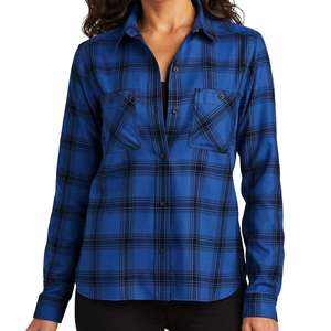 <span class=keywords><strong>Chemise</strong></span> <span class=keywords><strong>femme</strong></span> personnalisée à manches longues, boutonnée, avec poche, bleu et noir à <span class=keywords><strong>carreaux</strong></span>, en flanelle décontractée, coupe ajustée, style décontracté - Product Image 1