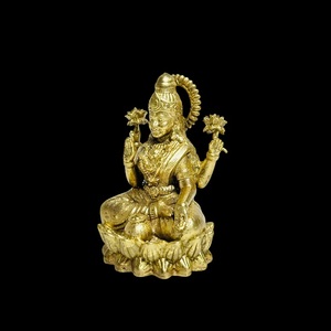 Auspicioso Ídolo de la Diosa Lakshmi en Latón, Murti Hindú Decorativo para el Hogar, Templo, Sala de Pooja, Bendiciones de Riqueza y Regalos - Product Image 5