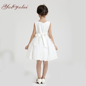 Venta al por mayor de Color sólido bautismo vestido de <span class=keywords><strong>bautizo</strong></span> <span class=keywords><strong>para</strong></span> niña - Product Image 3